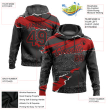 Load image into Gallery viewer, Custom Stitched Black Red 3D Pattern Design Torn Paper Style Sports Pullover Sweatshirt Hoodie