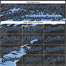 Load image into Gallery viewer, Custom Stitched Black Light Blue 3D Pattern Design Torn Paper Style Sports Pullover Sweatshirt Hoodie