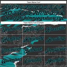 Load image into Gallery viewer, Custom Stitched Black Teal 3D Pattern Design Torn Paper Style Sports Pullover Sweatshirt Hoodie