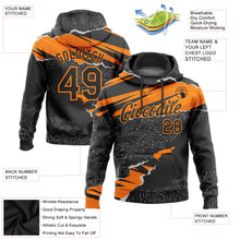 Load image into Gallery viewer, Custom Stitched Black Bay Orange 3D Pattern Design Torn Paper Style Sports Pullover Sweatshirt Hoodie