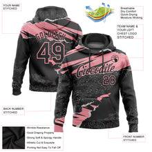 Load image into Gallery viewer, Custom Stitched Black Medium Pink 3D Pattern Design Torn Paper Style Sports Pullover Sweatshirt Hoodie