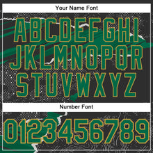 Load image into Gallery viewer, Custom Stitched Black Kelly Green-Old Gold 3D Pattern Design Torn Paper Style Sports Pullover Sweatshirt Hoodie