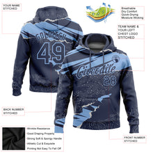 Load image into Gallery viewer, Custom Stitched Navy Light Blue 3D Pattern Design Torn Paper Style Sports Pullover Sweatshirt Hoodie
