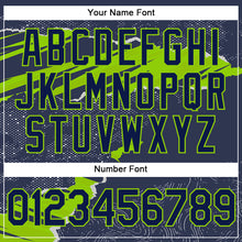 Load image into Gallery viewer, Custom Stitched Navy Neon Green 3D Pattern Design Torn Paper Style Sports Pullover Sweatshirt Hoodie