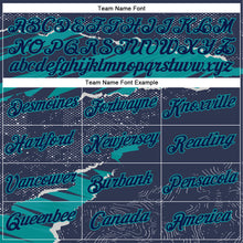 Load image into Gallery viewer, Custom Stitched Navy Teal 3D Pattern Design Torn Paper Style Sports Pullover Sweatshirt Hoodie