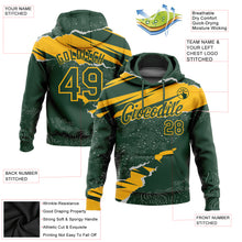 Load image into Gallery viewer, Custom Stitched Green Gold 3D Pattern Design Torn Paper Style Sports Pullover Sweatshirt Hoodie