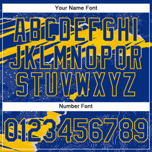 Load image into Gallery viewer, Custom Stitched Royal Yellow 3D Pattern Design Torn Paper Style Sports Pullover Sweatshirt Hoodie