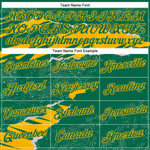 Load image into Gallery viewer, Custom Stitched Kelly Green Gold 3D Pattern Design Torn Paper Style Sports Pullover Sweatshirt Hoodie