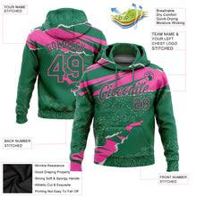 Load image into Gallery viewer, Custom Stitched Kelly Green Pink 3D Pattern Design Torn Paper Style Sports Pullover Sweatshirt Hoodie