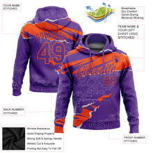 Load image into Gallery viewer, Custom Stitched Purple Orange 3D Pattern Design Torn Paper Style Sports Pullover Sweatshirt Hoodie