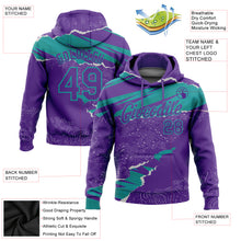 Load image into Gallery viewer, Custom Stitched Purple Teal 3D Pattern Design Torn Paper Style Sports Pullover Sweatshirt Hoodie