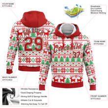 Load image into Gallery viewer, Custom Stitched White Red-Kelly Green Christmas 3D Sports Pullover Sweatshirt Hoodie