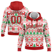 Load image into Gallery viewer, Custom Stitched White Red-Kelly Green Christmas 3D Sports Pullover Sweatshirt Hoodie