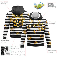 Load image into Gallery viewer, Custom Stitched Black Gold-White Christmas Gold Snowflakes 3D Sports Pullover Sweatshirt Hoodie