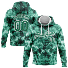 Load image into Gallery viewer, Custom Stitched Tie Dye Kelly Green-White 3D Abstract Shibori Style Sports Pullover Sweatshirt Hoodie