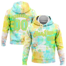 Load image into Gallery viewer, Custom Stitched Tie Dye Pea Green-Yellow 3D Watercolor Sports Pullover Sweatshirt Hoodie