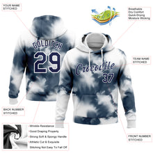 Load image into Gallery viewer, Custom Stitched Tie Dye Navy-White 3D Abstract Shibori Style Sports Pullover Sweatshirt Hoodie
