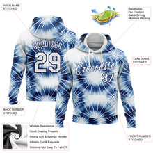 Load image into Gallery viewer, Custom Stitched Tie Dye White-Navy 3D Abstract Style Sports Pullover Sweatshirt Hoodie