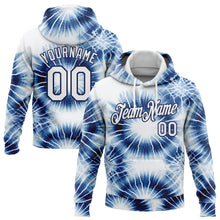 Load image into Gallery viewer, Custom Stitched Tie Dye White-Navy 3D Abstract Style Sports Pullover Sweatshirt Hoodie