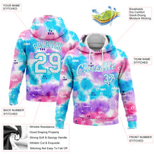 Load image into Gallery viewer, Custom Stitched Tie Dye White-Sky Blue 3D Abstract Watercolor Sports Pullover Sweatshirt Hoodie