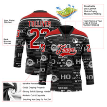 Load image into Gallery viewer, Custom Black Red-White Christmas Santa Claus 3D Hockey Lace Neck Jersey