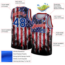 Load image into Gallery viewer, Custom White Royal-Red 3D American Flag Fashion Authentic Basketball Jersey