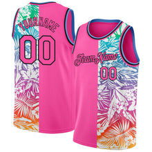 Load image into Gallery viewer, Custom Pink Black 3D Pattern Tropical Hawaii Palm Leaves Authentic Basketball Jersey