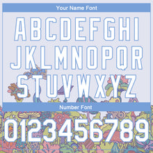 Load image into Gallery viewer, Custom White Light Blue 3D Pattern Design Colorful Flowers And Mushrooms Psychedelic Hallucination Authentic Basketball Jersey