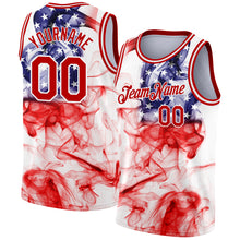 Load image into Gallery viewer, Custom White Red 3D American Flag Fashion Authentic Basketball Jersey