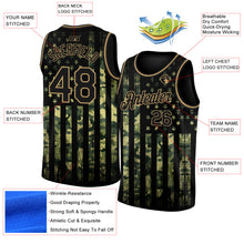 Load image into Gallery viewer, Custom Camo Black-Old Gold 3D American Flag Fashion Authentic Salute To Service Basketball Jersey
