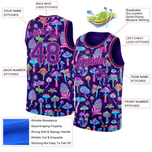 Load image into Gallery viewer, Custom Purple Pink 3D Pattern Design Flowers And Mushrooms Psychedelic Hallucination Authentic Basketball Jersey