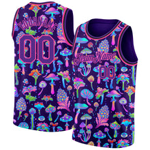 Load image into Gallery viewer, Custom Purple Pink 3D Pattern Design Flowers And Mushrooms Psychedelic Hallucination Authentic Basketball Jersey