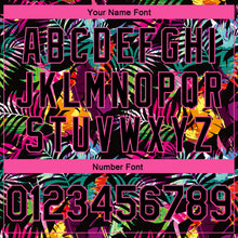 Load image into Gallery viewer, Custom Black Pink-Light Blue 3D Pattern Tropical Hawaii Palm Leaves Authentic Basketball Jersey