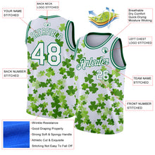 Load image into Gallery viewer, Custom White Kelly Green 3D Pattern Design St. Patrick's Day Authentic Basketball Jersey