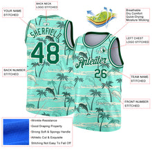 Load image into Gallery viewer, Custom Teal Kelly Green-White 3D Pattern Tropical Hawaii Palm Trees Authentic Basketball Jersey
