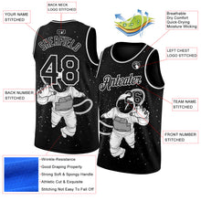Load image into Gallery viewer, Custom Black White 3D Pattern Design Astronaut Authentic Basketball Jersey