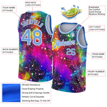 Load image into Gallery viewer, Custom Galactic Light Blue-White 3D Authentic Basketball Jersey