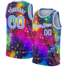 Load image into Gallery viewer, Custom Galactic Light Blue-White 3D Authentic Basketball Jersey