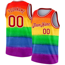Load image into Gallery viewer, Custom Red White 3D Pattern Design Rainbow For Pride Month Love Is Love LGBT Authentic Basketball Jersey