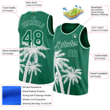 Load image into Gallery viewer, Custom Kelly Green White 3D Pattern Tropical Hawaii Coconut Trees Authentic Basketball Jersey