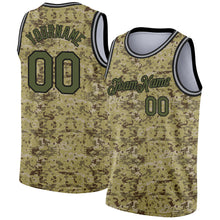 Load image into Gallery viewer, Custom Camo Olive-Black 3D Authentic Salute To Service Basketball Jersey