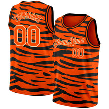 Load image into Gallery viewer, Custom Orange Cream 3D Pattern Design Tiger Print Authentic Basketball Jersey