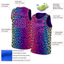 Load image into Gallery viewer, Custom Purple Pink-Black 3D Pattern Design Leopard Print Authentic Basketball Jersey