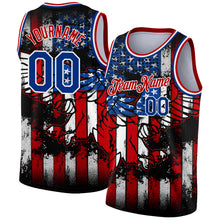 Load image into Gallery viewer, Custom Black Royal-Red 3D Eagle American Flag Authentic Basketball Jersey