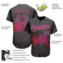 Load image into Gallery viewer, Custom Steel Gray Pink 3D Pattern Design Music Festival Old School Music Authentic Baseball Jersey