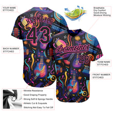 Load image into Gallery viewer, Custom Black Pink 3D Pattern Design Music Festival Musical Instruments Authentic Baseball Jersey