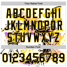 Load image into Gallery viewer, Custom White Black-Yellow 3D Pattern Design Music Festival Abstract Drum Set In Splash Authentic Baseball Jersey