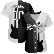 Load image into Gallery viewer, Custom Black White 3D Pattern Design Music Festival Guitar Rock And Roll Authentic Baseball Jersey