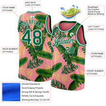 Load image into Gallery viewer, Custom Medium Pink Kelly Green-White 3D Pattern Tropical Hawaii Leaves Authentic Basketball Jersey