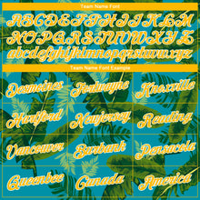 Load image into Gallery viewer, Custom Teal Gold-White 3D Pattern Tropical Hawaii Leaves Authentic Basketball Jersey